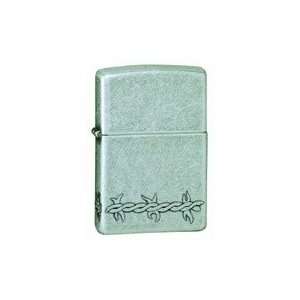  Zippo Lighter   Barbed Wire Antique Silver Plate Sports 