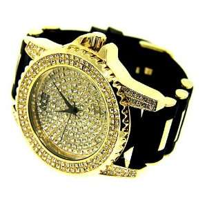 The Bling King New Men 24k gold plated Rotating bezel bling watch 