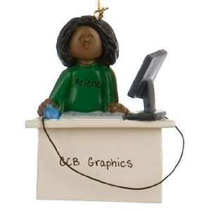  Personalized Ethnic Computer Female Christmas Ornament 