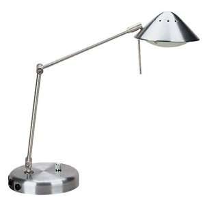  Contemporary Aluminum Desk Lamp, Outlet/RJ11 Phone/Modem 