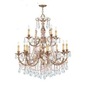  Crystorama Etta Ornate Cast Brass Chandelier Accented with 