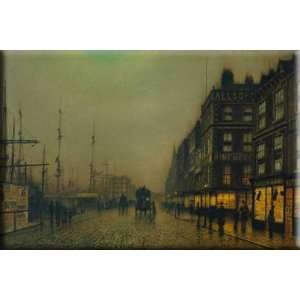  Liverpool Quay by Moonlight 30x20 Streched Canvas Art by 