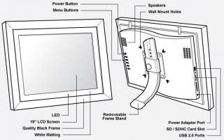  Aluratek ADMPF119 19 Inch Digital Photo Frame with 2 GB 