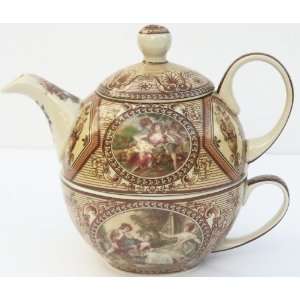 Victorian Scenes Nesting Tea for One Single Service Teapot  
