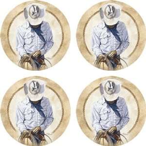  Set of Four Checkin His Rope Occasion Coasters   Style 