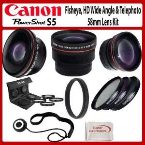  58mm Fisheye All In Lens Kit Canon PowerShot S5 Digital 