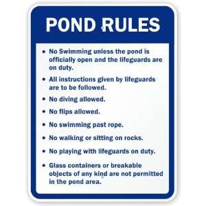  Pond Rules Aluminum Sign, 24 x 18