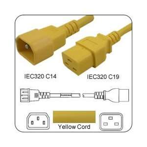   IEC 60320 C14 Plug to C19 Connector 10 Feet 15a/250v 14/3 SJT Yellow