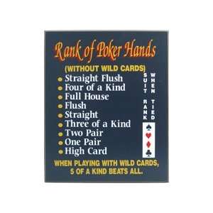  Poker Wood Sign   Rank Of Poker Hands