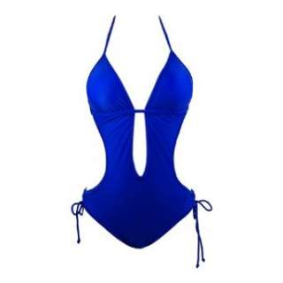  Plunge Monokini Swimsuit Blue Clothing