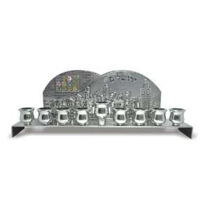  28x13 cm menorah in nickel with Jerusalem written in 