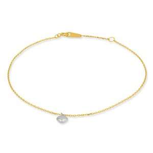  14k Gold Two tone Puffed Heart w/1 inch Extension Anklet Jewelry