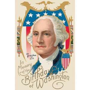  In Memory of the Birthday of Washington by Unknown 12x18 