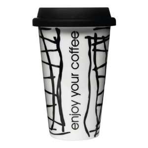  Sagaform Takeaway Porcelain Travel Mug   Wire Kitchen 