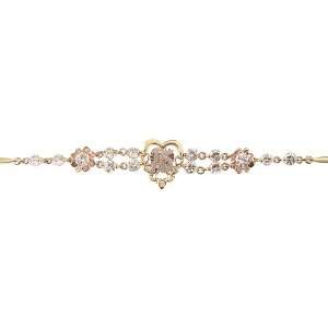 14k Tricolor Gold, 15 Anos Quinceanera Heart Bracelet with Lab Created 