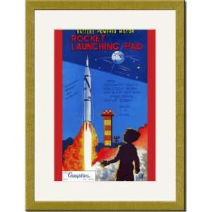   Gold Framed/Matted Print 17x23, Rocket Launching Pad