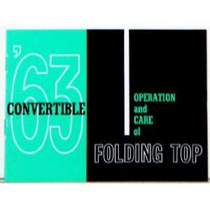 Chevy Convertible Top Manual, 1963
