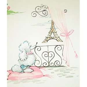  FRENCH pink POODLE WALLPAPER wall paper Double Roll
