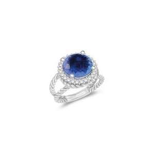  0.26 Cts Diamond & 3.80 Cts Tanzanite Ring in 14K White 