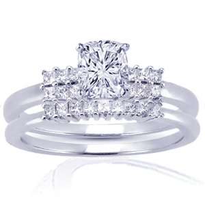  0.80 Ct Cushion Cut Diamond Wedding Rings Set 14K SI3 EGL 