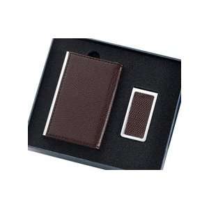  Free Personalized Brown Leatherette Metal Credit Card Case & Money 