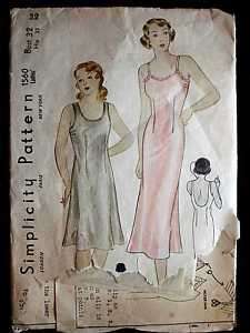 Vintage Sewing Pattern Simplicity #1560 Misses Slip 1930S 32B  