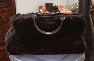 Gallerie fur weekender overnight bag chocolate brown large duffle 