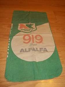 Vintage NK Northrup King 919 Brand Alfalfa Seed Green Cloth Sack good 