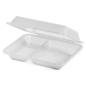 Clear GET EC 15 2 Compartment Reusable Eco Takeouts Containers 10 x 8 