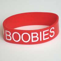 Love Boobies Heart sign Silicone Wristband Bracelet Rubber 3/4 inch 