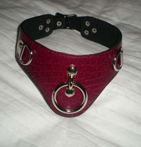 Short Story of O Leather Collar, Story of O Ring Collar Ruby, Black 