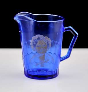 Vintage Hazel Atlas Shirley Temple Mini Milk Pitcher Cobalt Blue 4 1/2 
