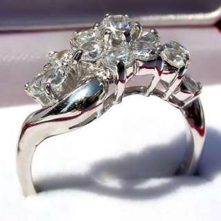 4ct Russian Ice CZ Waterfall Cluster Bypass Ring s 7  
