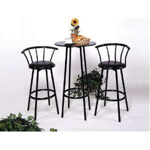  3PC Black Bar Table and Stools Set Furniture & Decor
