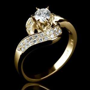   CERTIFIED 1.4 CT DIAMOND ENGAGEMENT RING 18K Y GOLD NIB Jewelry