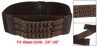 Lady Ring Linked Front Textured Coffee Color Cinch Belt  