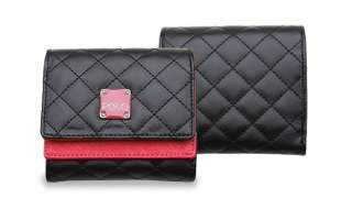 Women Leather Luxury Quilt Trifold Wallet Purse BLACK PINK MP 3038