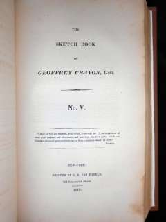 1819 SKETCH BOOK WASHINGTON IRVING 1ST EDITION SLEEPY HOLLOW RIP VAN 