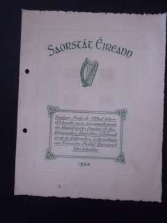 IRELAND  1924 Official Presentation Folder with definitive set  