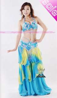 NEW belly dance 2 pics costume 36B/C bra&belt 7 colours  
