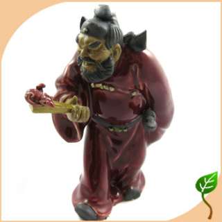 Chinese Ghostbuster Pottery Zhong Kui Mud Bonsai Figure  