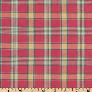  45 Wide Madras Cotton Plaid Rose/Yellow Fabric By The 