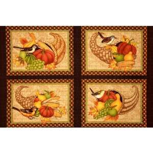  44 Wide Great Harvest Cornucopia Panel Brown Fabric By 