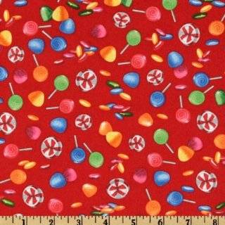   Wide Red Lollipops And Gumdrops Hasbros Candyland Fabric By The Yard