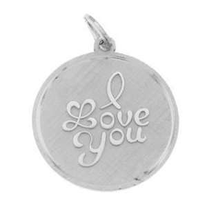  Sterling Silver One Sided I Love You Circle Charm Jewelry