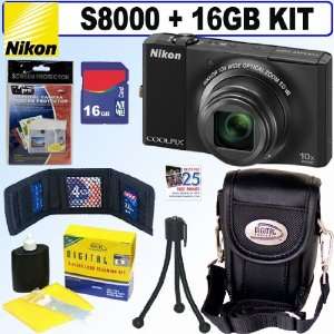  Nikon Coolpix S8000 14 MP Digital Camera (Black) + 16GB 