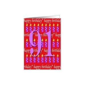  91 Years Old Lit Candle Age Specific Birthday Card Card 