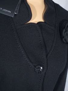 NWT ST. JOHN Knits Caviar Santana Knit Jacket Blazer sz 6 $1095  