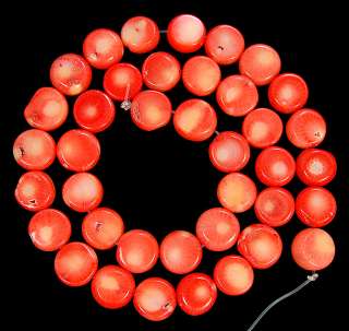 10mm Orange Coral Coin Beads 16.5  
