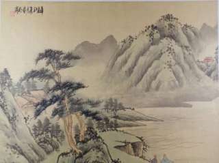 Vintage Original Landscape Painting Silk Japan Japanese Art Signed 